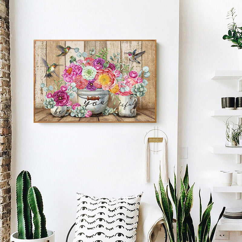 Flowers Birds Rhinestone Picture 5D DIY Full Round Drill Art Diamond Painting