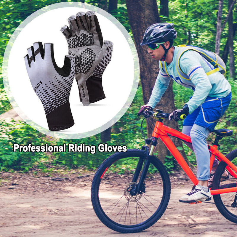 Cycling Sunscreen Gloves Breathable Non-Slip Half Finger Gloves for Men Women