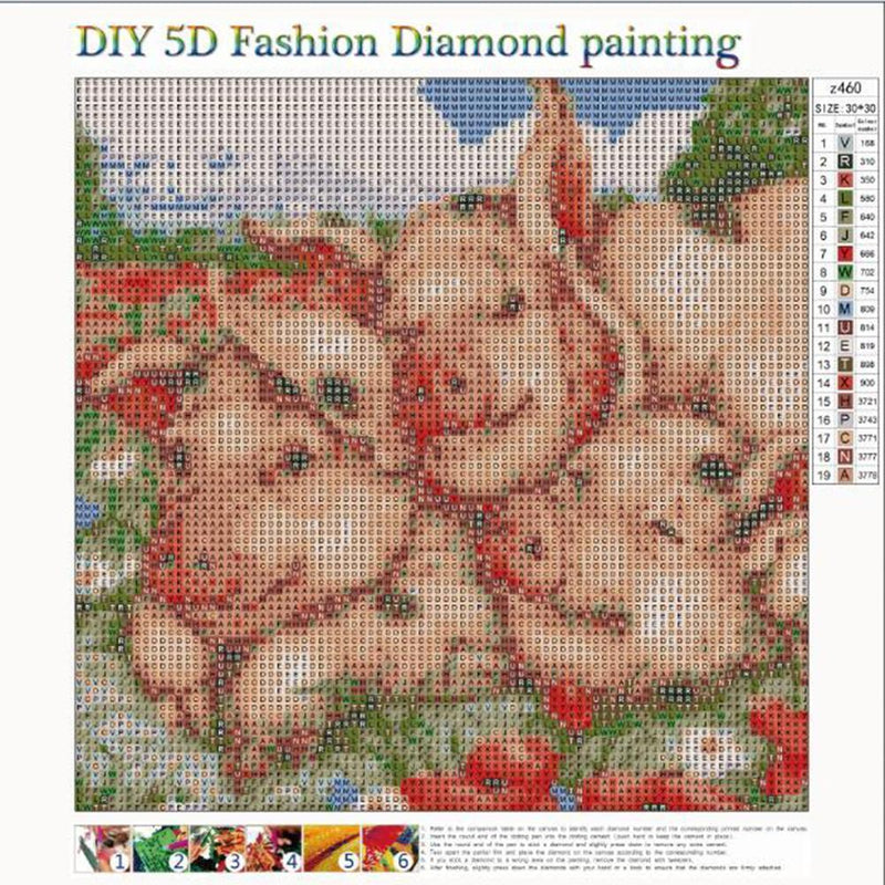 5D DIY Full Drill Diamond Painting Pink Pig Cross Stitch Embroidery Craft Newly