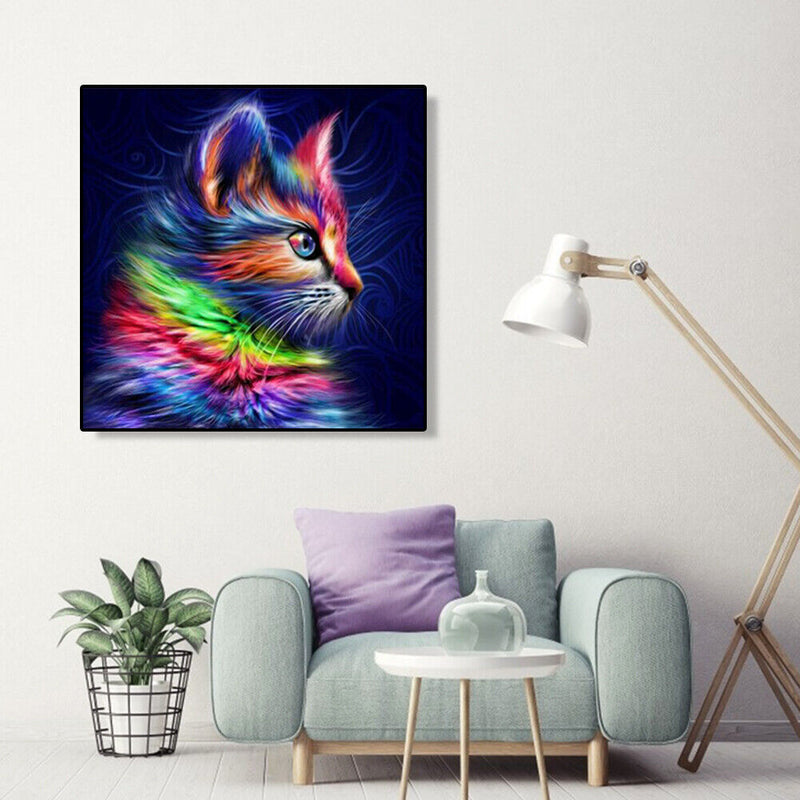 Round Diamond Painting DIY Embroidery Home Decor Mosaic Cat Cross Stitch Gift