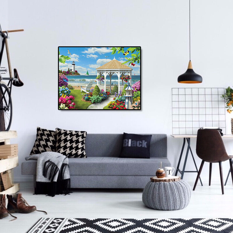 Digital Painting By Numbers Pavilion Hand Painted Canvas Color Drawing Picture