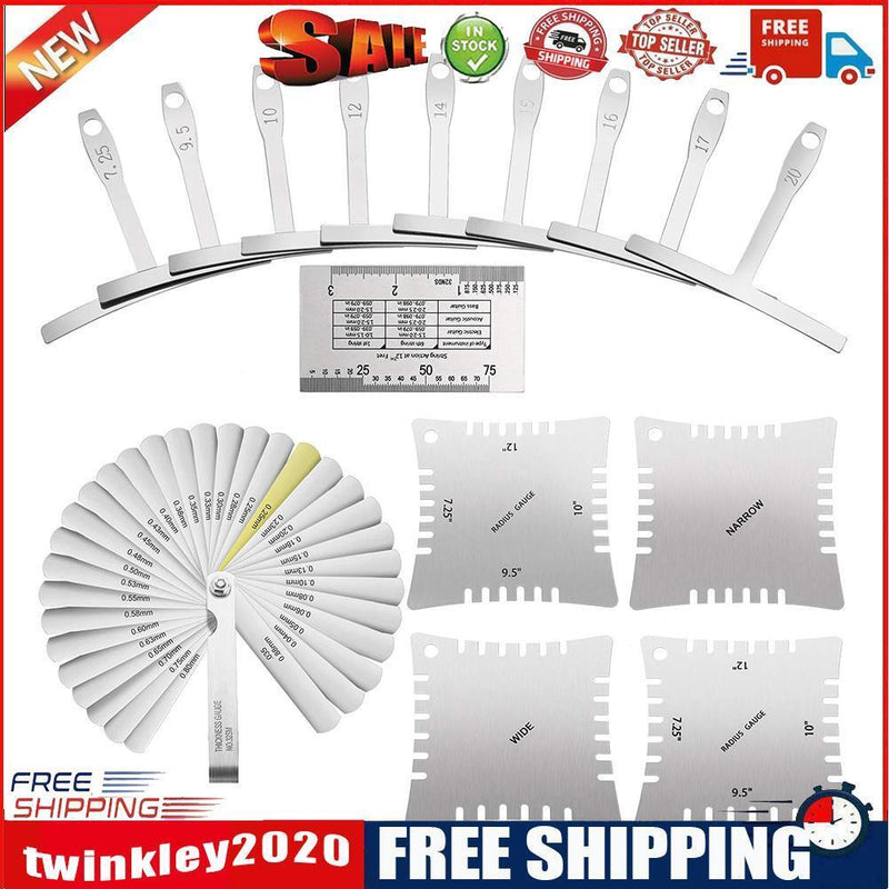 1 Set Guitar Measuring Tool Understring Radius Feeler Notched Radius Gauges