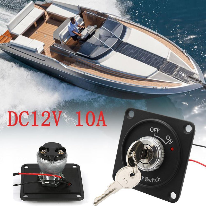 DC 12V 10A Ignition Switch 2 Position ON/OFF Key Switch with Panel+2 Keys Newly