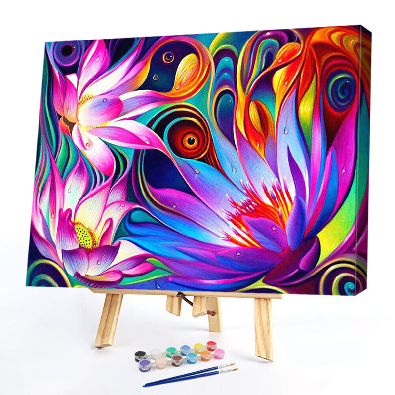 Oil Paint By Numbers Lotus Coloring Picture Digital