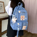 Women Preppy Style Patchwork Solid Color Backapck Travel Large Capacity Rucksack