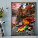 5D Diamond Painting Coffee by the Lake Full Round Drill Rhinestone Kit