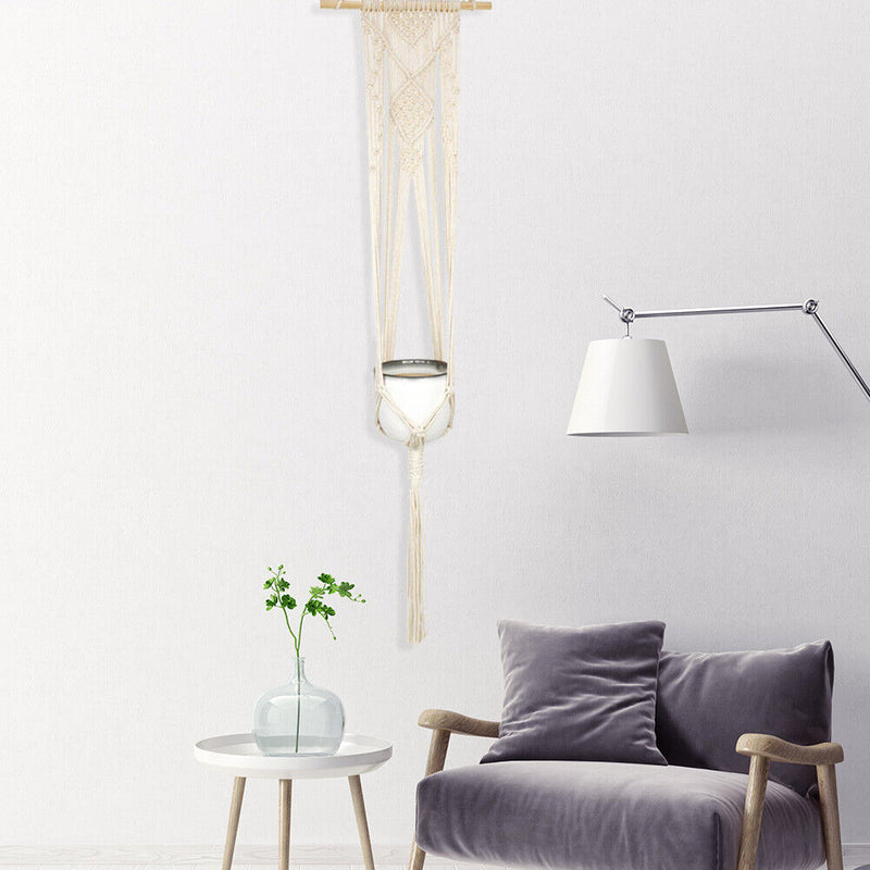 87-175cm Handmade Flower Pot Net Bag Macrame Braided Plant Hanging Basketball Hanger