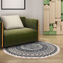 Hand Woven Rugs - Living Room Bedroom Carpet with Tassel (Blue Black 60cm) Newly