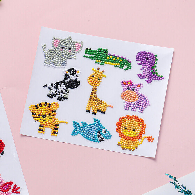 9x Kids Full Drill DIY Diamond Painting Stickers Animal Phone Cup Decals Newly