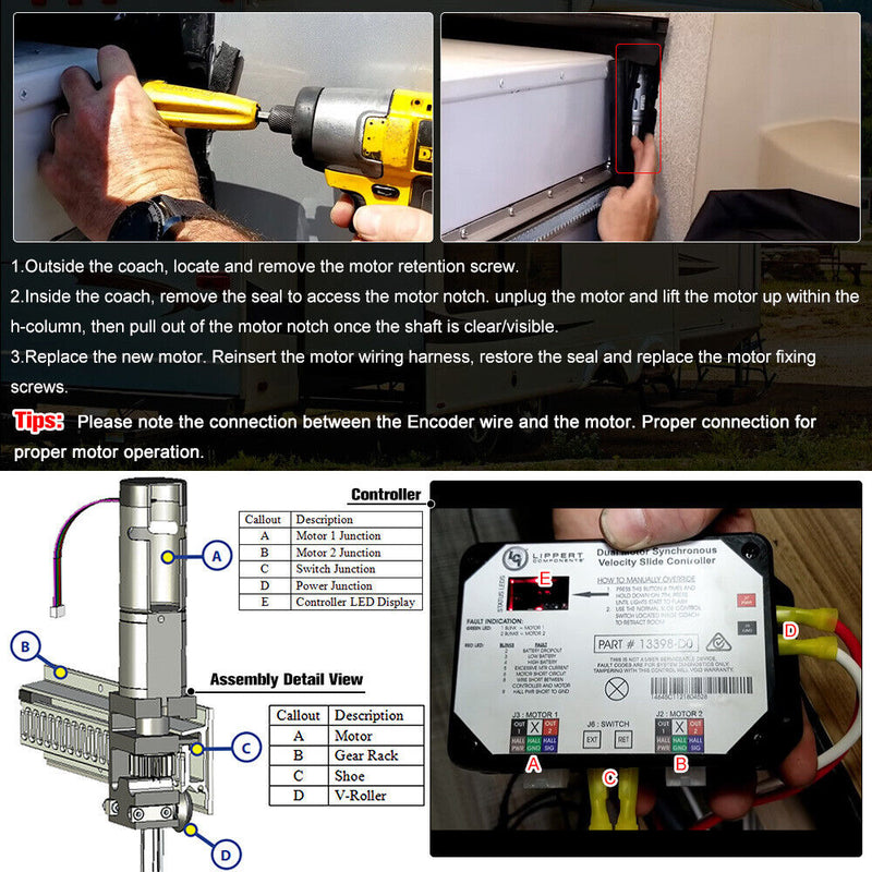 236575 For RV Schwintek Slideout In Wall Slide Out Motor 300:1 10MM OEM