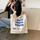 Fashion Letters Printing Canvas Shoulder Tote Bag Women Casual Large Handbags