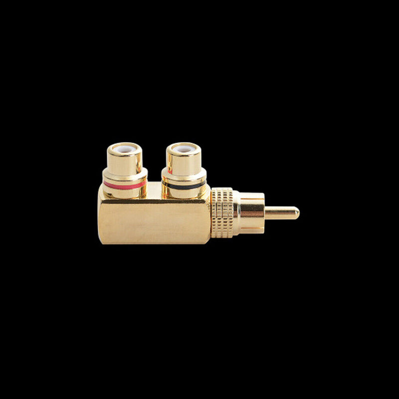 1 Male to 2 RCA Female AV Audio Video Adapter Plug Splitter Converter Connector
