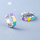 Jewelry Rainbow Enamel Piercing Dangle Ear Studs Earring Hoops Eardrop Earring