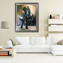 Oil Paint By Numbers Wall Art Posters Black Horse Picture Decoration Art Craft