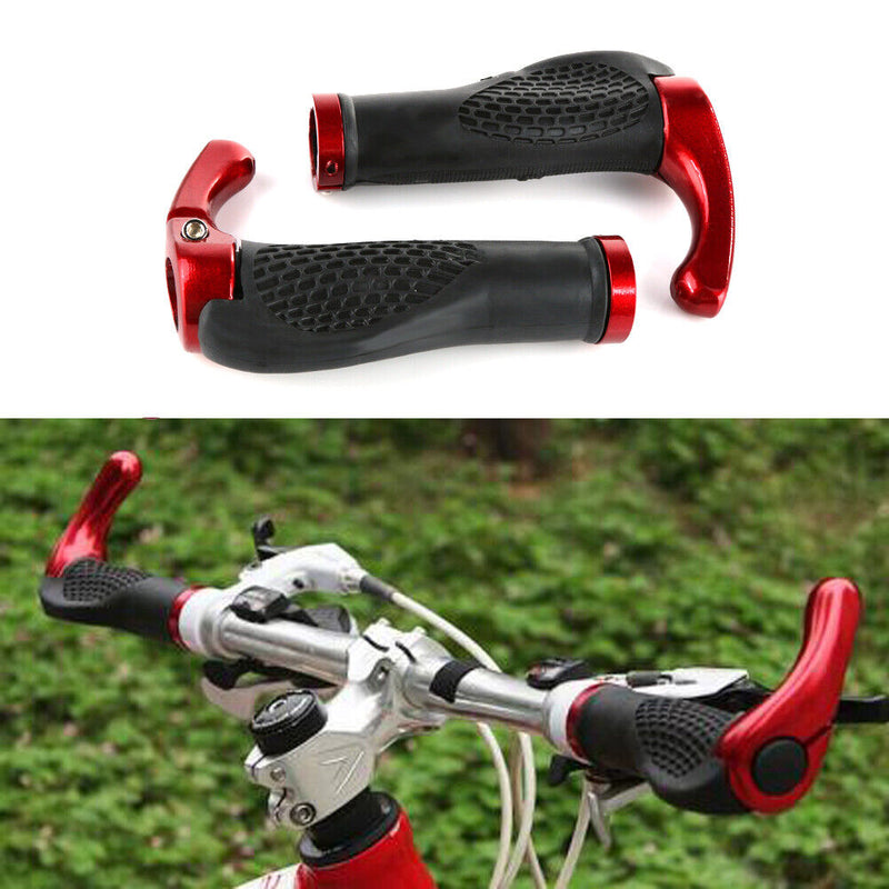 Ergonomic MTB Mountain Bike Handlebar Rubber Grips Cycling Lock-On Ends Newly