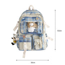 Large Capacity Plaid School Student Bag Preppy Style Portable Shoulder Rucksa