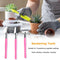 3pcs Gardening Wood Handle Stainless Steel Shovel Rake Spade Set (Pink)