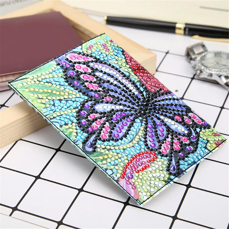 DIY Special Shaped Diamond Painting Butterfly PU Passport Protection Cover Newly