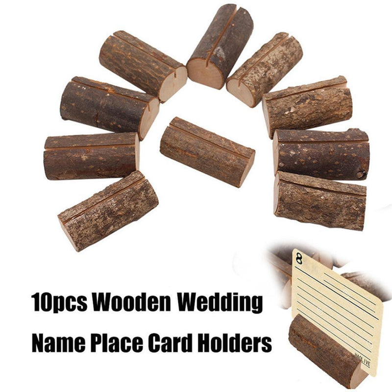 10pcs Wooden Place Name Card Holder Stand Photo Clip Wedding Party Decoration