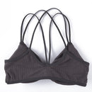 Sexy Cross Straps Knot Padded Bra Women Sports Top Bralette (Grey Blue)