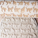 Cute Animal Wood Embossing Rolling Pin for DIY Baking Cookies Cake (Cat)