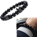 Mens Yoga Rope Cuff Bangles Steel Titanium Beaded Bracelet Crown Bracelets