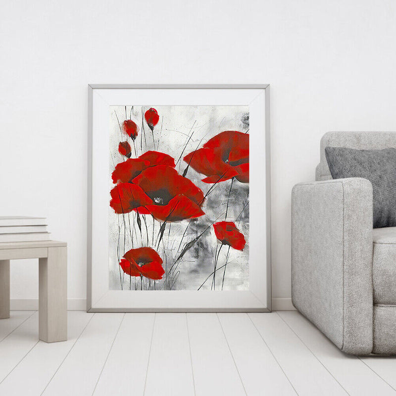 Full Cross Stitch 11CT Red Flower Stamped Embroidery DIY Needlework Kits Newly
