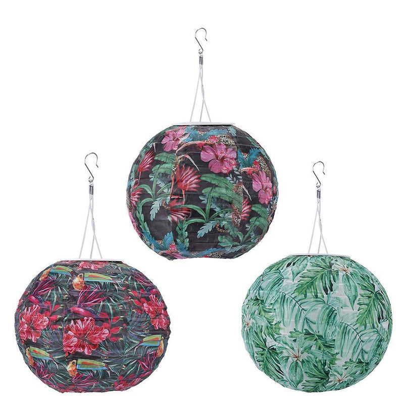 8 inch LED Solar Lantern Waterproof Pendant Decor (Tropical Rain Forest A)