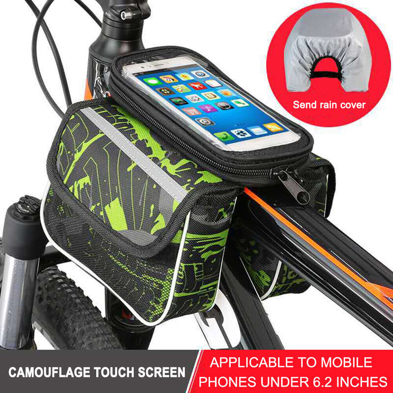 Bike Touch Screen Phone Bag Bicycle Top Tube Bag Riding Equipment (Green) Newly