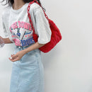 Fashion Women Pure Color Hobos Acrylic Chain Plush Large Shoulder Underarm Bag