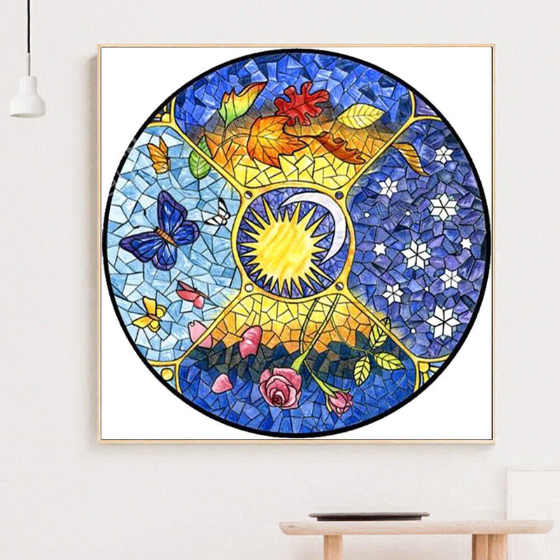 5D DIY Sun Moon Full Round Drill Diamond Painting Kit Mosaic Craft (A3346) Newly