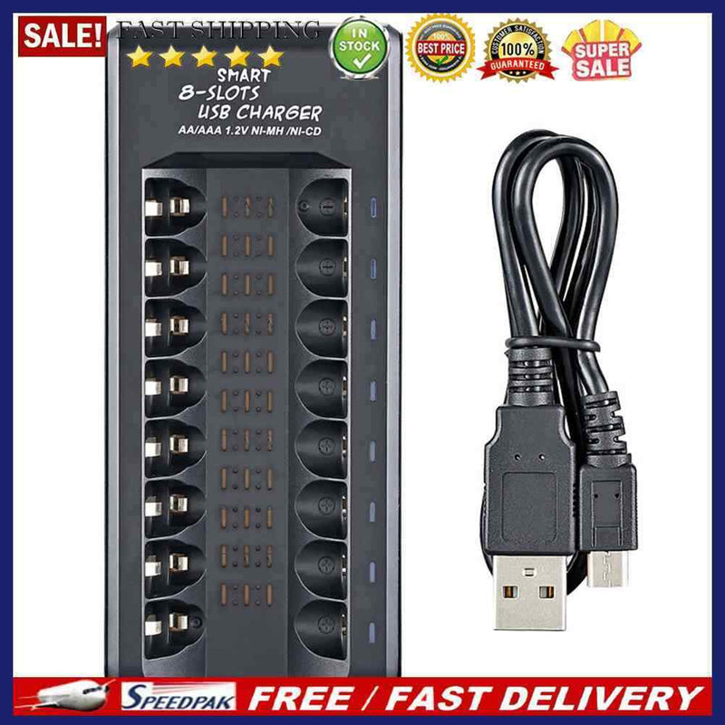 1.2V 8 Slots USB Electric Battery Charger Independent Fast Charging Smart Charge