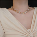 Women Men Fashion Necklace Hip Hop Cuban Necklace Inlaid Rhinestone Link Chain