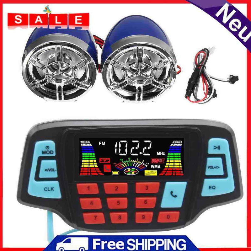 Tuankay Motorcycle Handlebar Audio System Bluetooth USB TF FM Radio MP3 Speakers