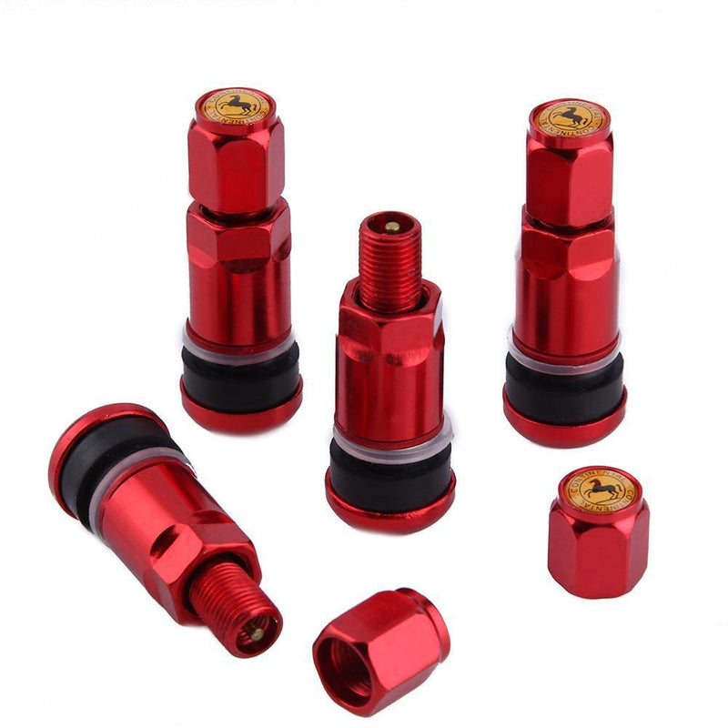 4pcs Car Tubeless Tyre Valve Stems Aluminum Tire Air Valve Stems (Red)
