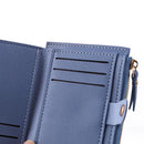 Women Fashion Solid Color Multi-slot Card Holder PU Leather Wallet (Blue)