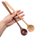 Japanese-Style Mixing Round Soup Scoops Long Handle Wooden Spoon Tea Spoons