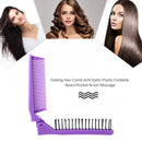 Folding Hair Comb Anti Static Plastic Foldable Beard Pocket Brush (Purple) Newly