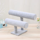 Velvet Bracelet Bangle T-Bar Rack Watch Jewelry Display Stand (Grey 2 Tier)
