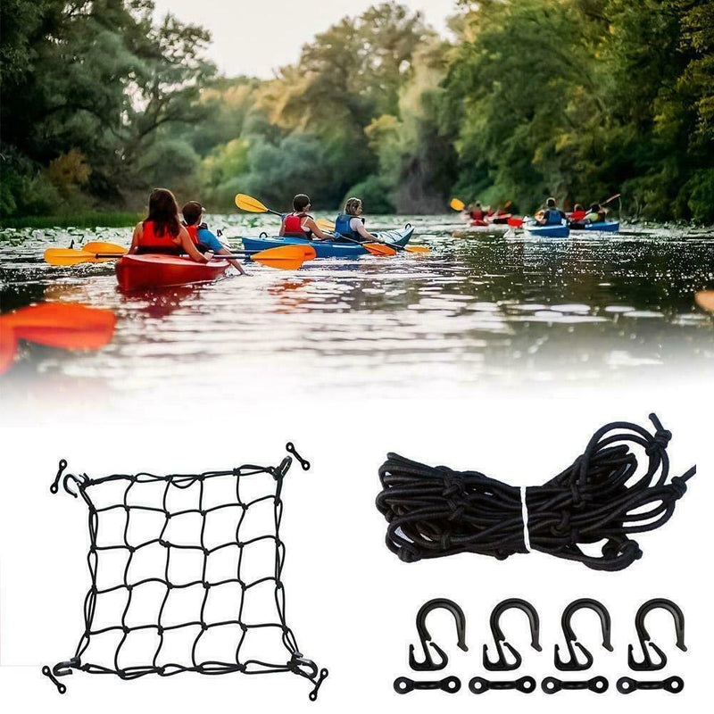 15"x15" Deck Cargo Bungee Net with Pad Eyes & Hooks Marine For Canoe Kayak M6B5