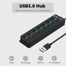 Powered USB 3.0 Hub Splitter with Individual Switches for Computer (7 Port)