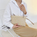Bohemian Hand Woven Straw Shoulder Tote Bag Women Large Handbags (Beige)