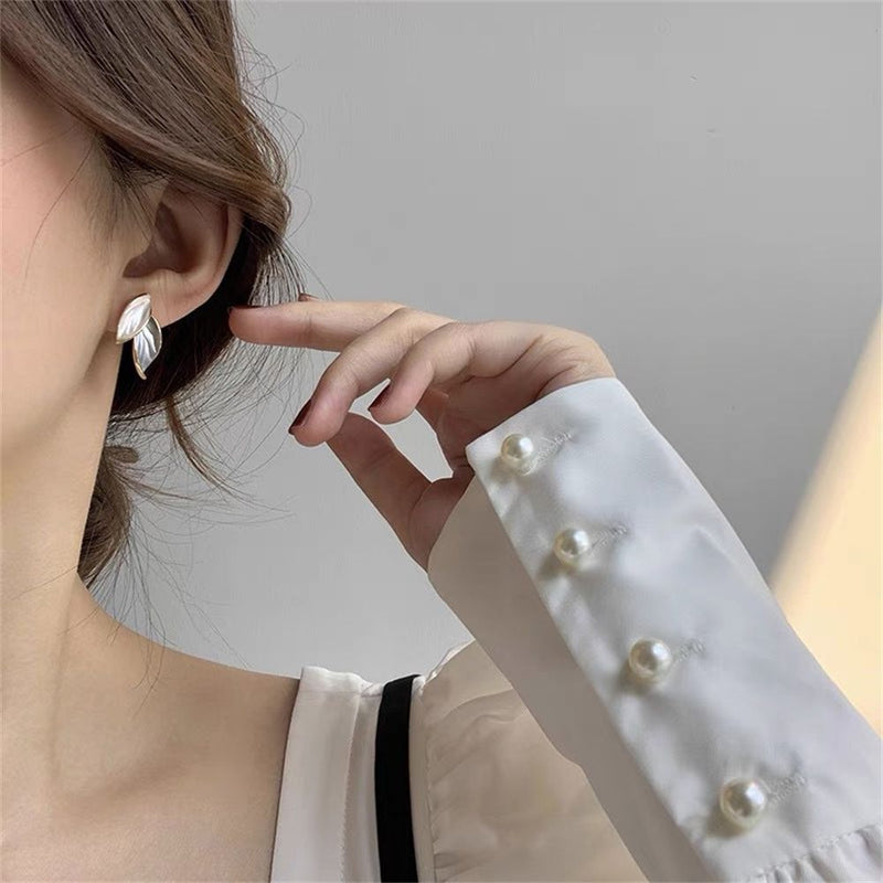 Style Women Leaf Stud Earrings Ear Studs Leaf Ear Thread Jewelry Accessories