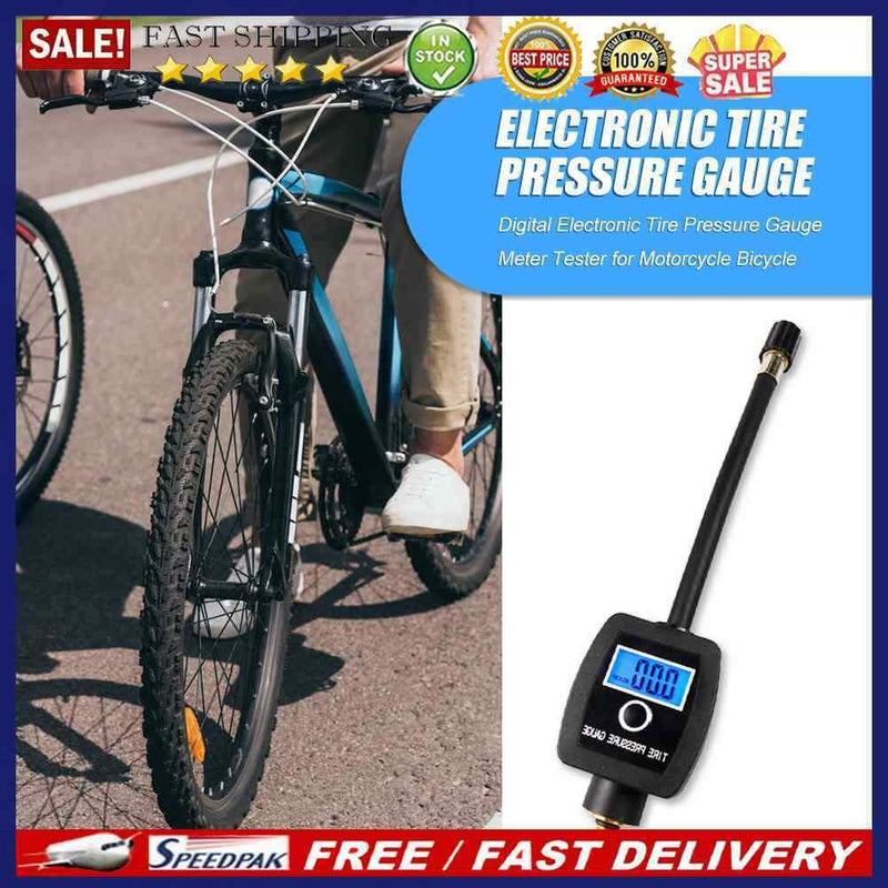 For Motorcycle Bicycle Digital Electronic Tire Pressure Gauge Meter Tester
