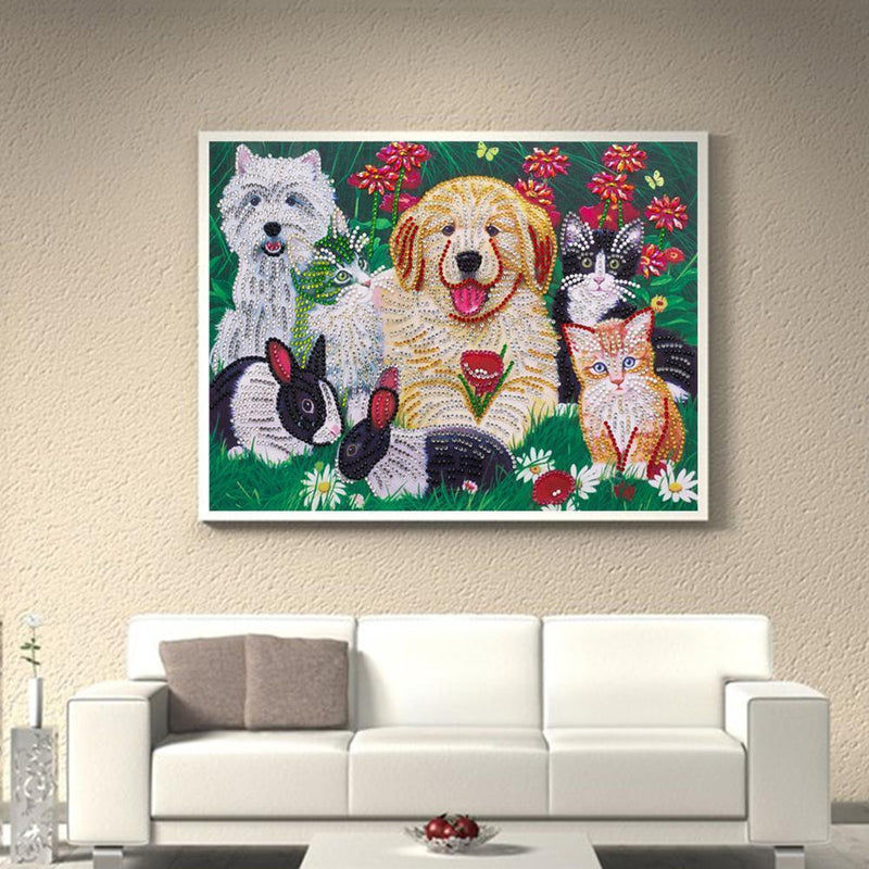 5D DIY Special Shaped Diamond Painting Cats Dogs Cross Stitch Embroidery
