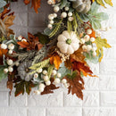 Decor Thanksgiving Pumpkin Wreath Door Hanging Wreath Flower Garland Frost Leaf