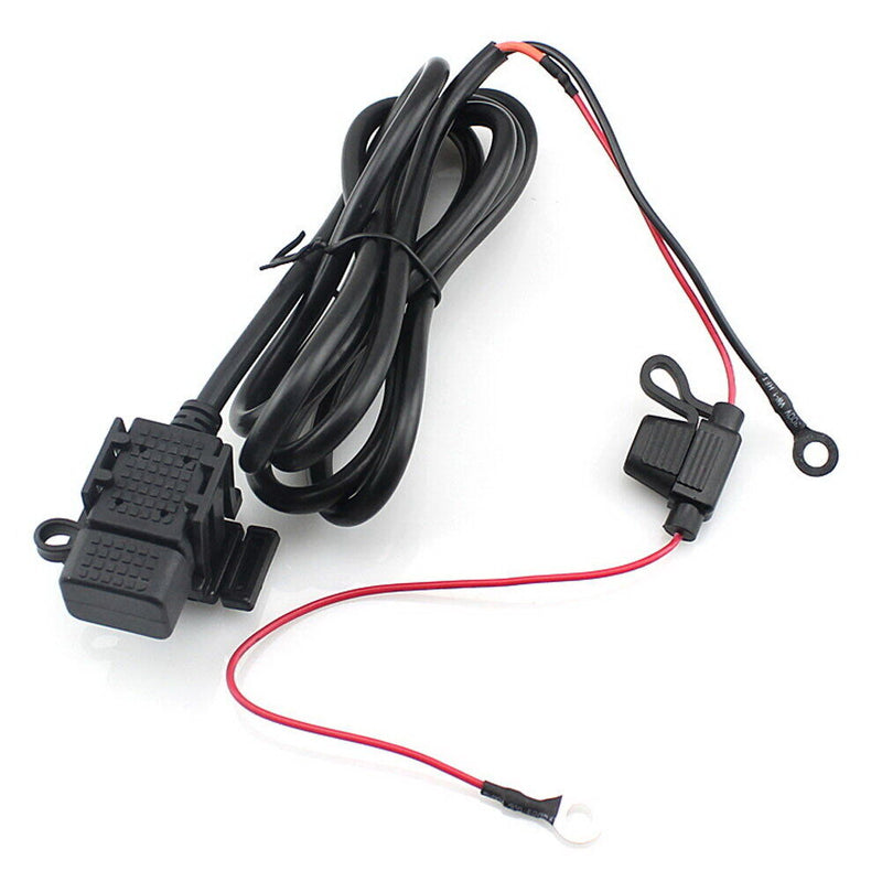 Motorcycle 2.1A USB Charger Power Adapter with Inline Fuse for Phone Tablet