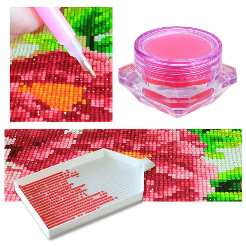 Diamond Painting Kit Glue Clay with Box Point Drill Beads Pen Mud (Purple)