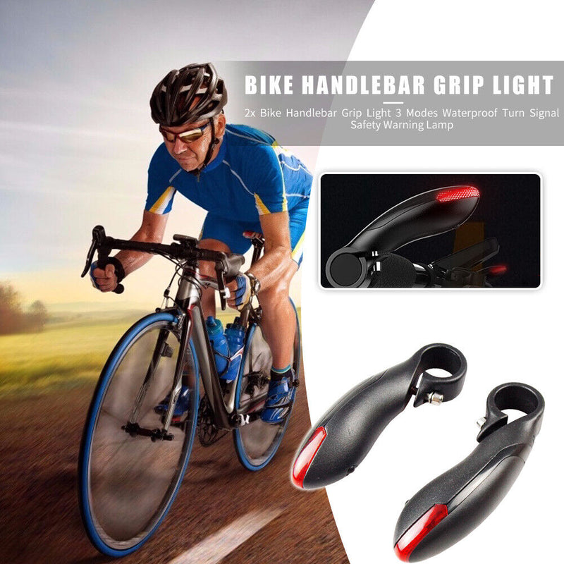 2x Bicycle Handlebar Grip Light 3 Modes MTB Turn Signal Safety Warning Lamp