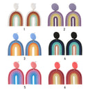 Gradient Rainbow Colors Dangle Drop Earrings Clay Earrings Arched Candy Color